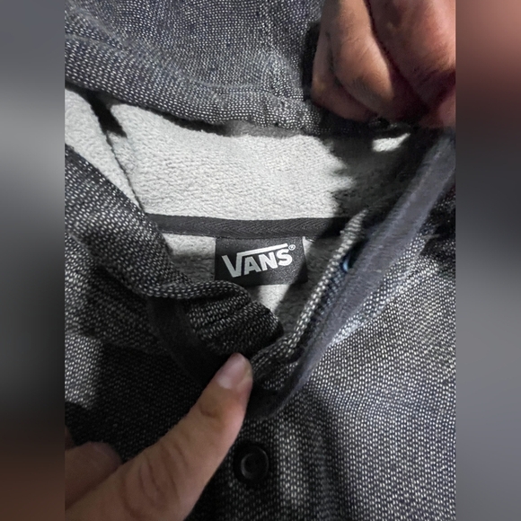 Vans Dark Gray Hoodie with Buttoned Neckline - Picture 4 of 9